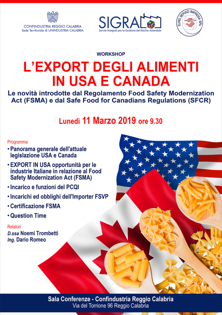 Workshop – L’Export degli Alimenti in USA e Canada